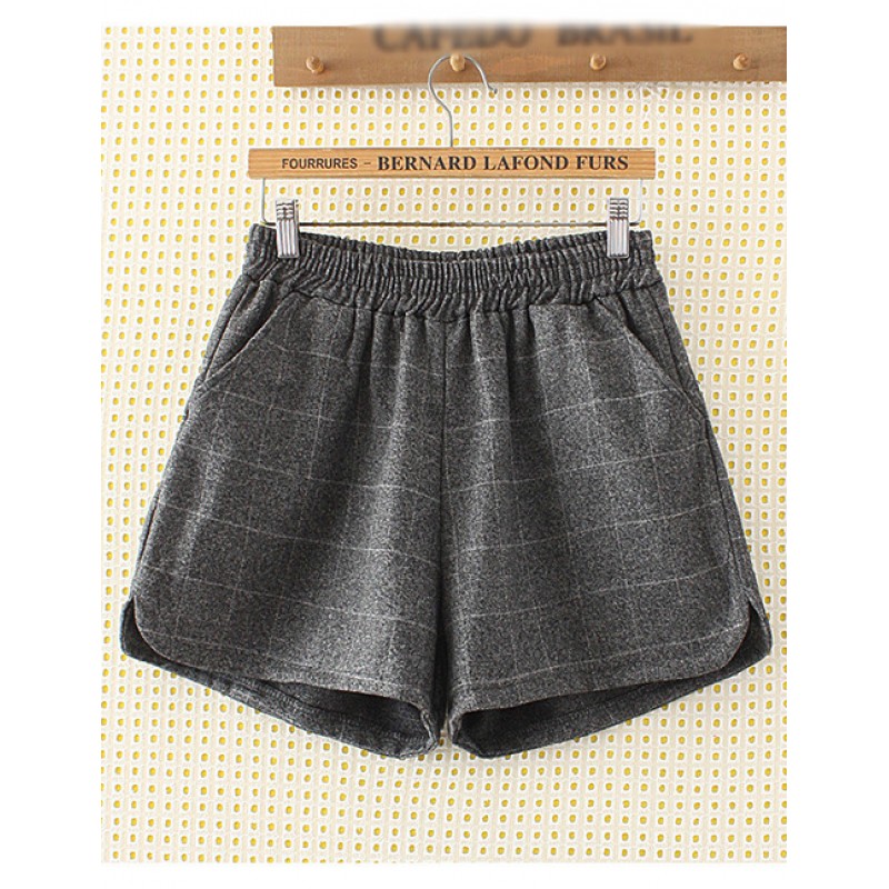 Fashion Dark Gray Square Pattern Decorated Shorts
